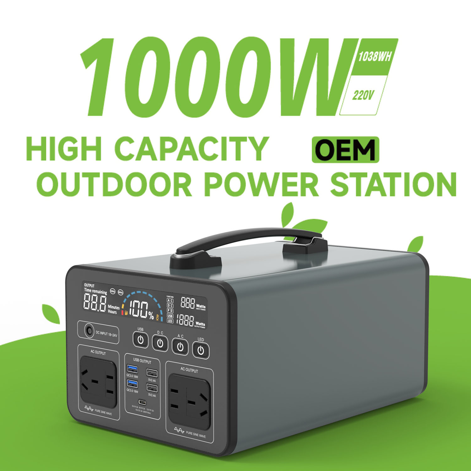 1000Wh Portable Power Station HL3210W